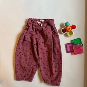 Zara Kids floral Print barrel leg Jean - Mauve